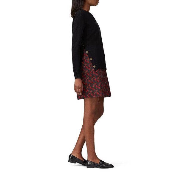 Coach Black & Red Button Horse And Carriage Print Sweater Dress Wool Silk L - Picture 3 of 8
